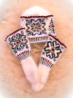 Mittens and Hat set - viewed from one side