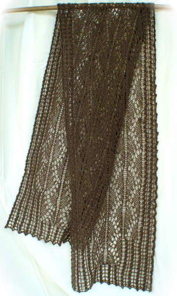Pillared Archways Lace Scarf in Buffalo Gold pure bison down laceweight yarn