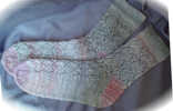 Heart Socks in handspun silk/wool yarn