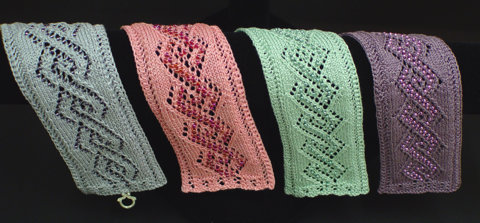 Beaded Lace Cable Bookmarks and Bracelets