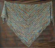 H37 Bobble Lace Flowers Triangle Shawl spread out flat