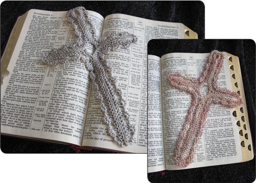 Lace Crosses Lace Crosses (unbeaded to left, beaded version to right)