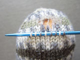 repairing hand-knit socks with a knit-in-place patch