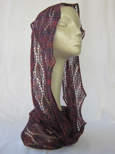 Winter Lace Loop worn as a head covering