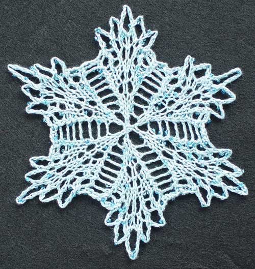 Lacyflake #1 small center-out knitted snowflake doily
