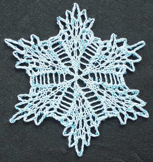 Lacyflake #1 small center-out knitted snowflake doily