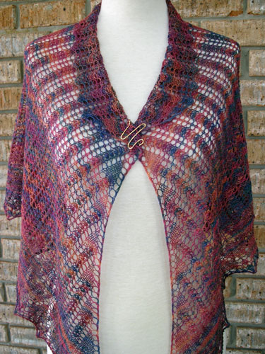 V-Start Shawl with collar style and shawl pin