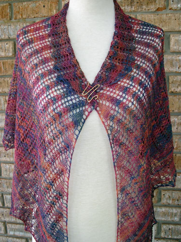 V-Start Shawl with collar style and shawl pin