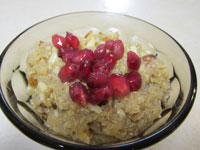 Quinoa Pudding with garnish of pomegranate arils