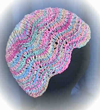 Scalloped Juliet Cap in hand-painted Heritage Cotton Chenille