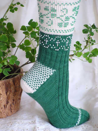 Beaded Shamrocks Socks