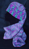 Topsy Turvy Beaded Hearts Toboggan Hat-Scarf