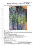 Sample cover page of HeartStrings Spring Raindrops Lace Leaves Scarf pattern
