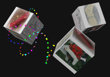 HeartStrings 3D animated tumbling cubes screensaver featuring a sampling of winter-themed designs in the Heartstrings Collections