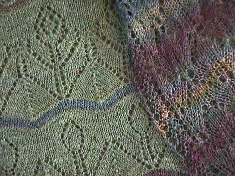 Chevron Gardens and Maple Leaves Scarf - Stitch Detail