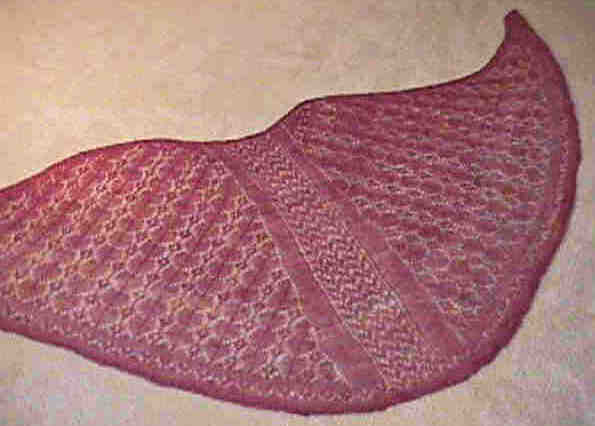 All-Over Lace Faroese Shawl knitted in handspun lace weight yarn